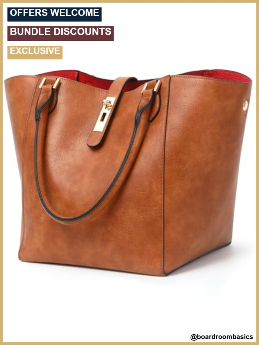 Large Work Tote Bag for Women PU Leather Bucket Purse Shoulder Bag